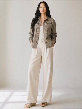 CAbi Taupe Utility Button-Front Jacket